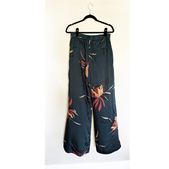 Zara Teal Green Topical Print Wide Leg Pants SIZE M - Picture 9 of 9